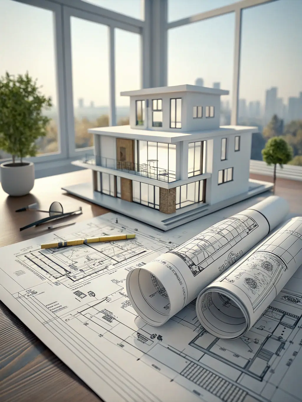 A stylized image of a building blueprint being digitally enhanced, representing the modernization and optimization of AEC processes through software.
